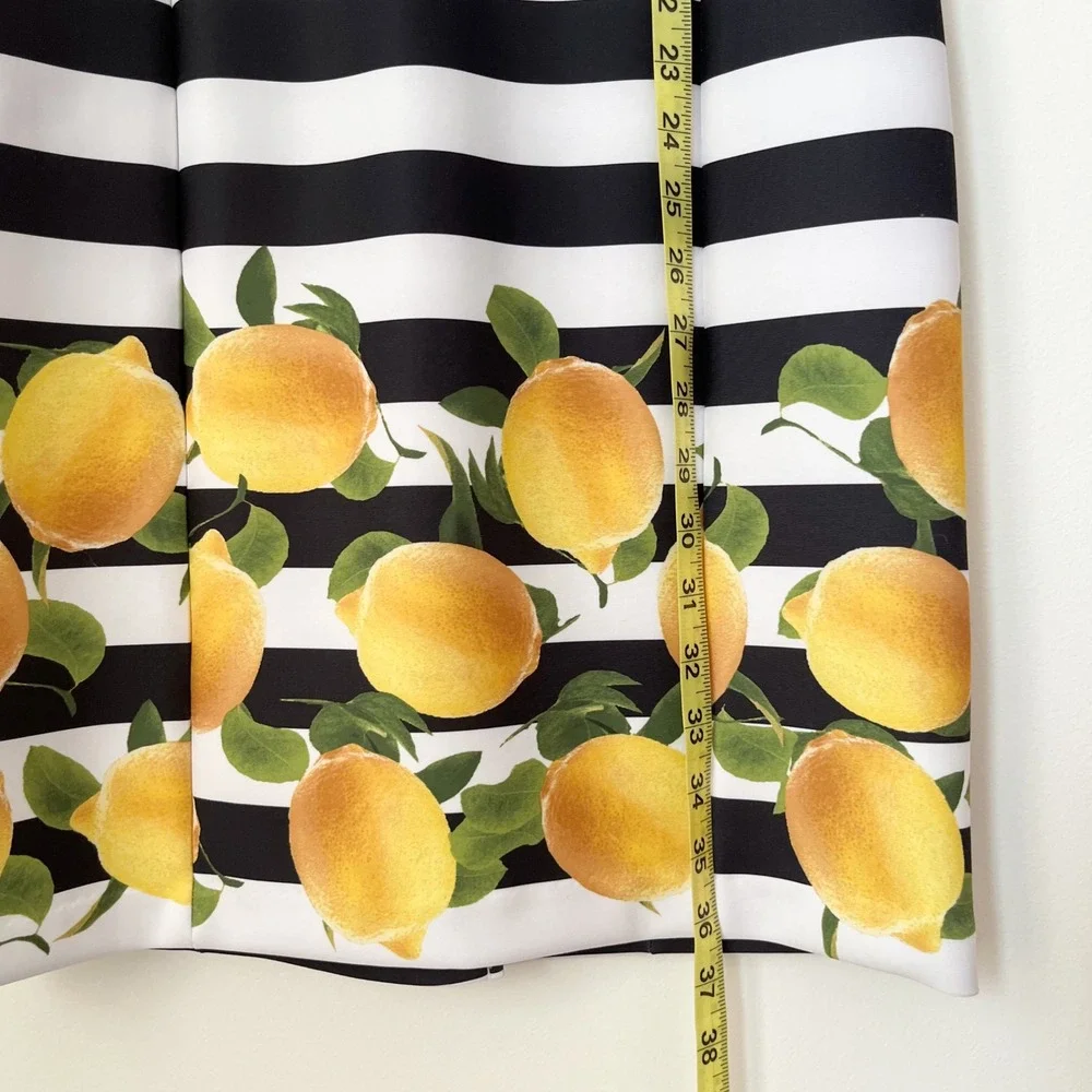 Milly for Design Nation Striped Lemon Print Sleeveless Sheath Dress Womens 6‎